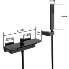 Homelody Water Mixer Black Bathtub Stilig dusj med foss