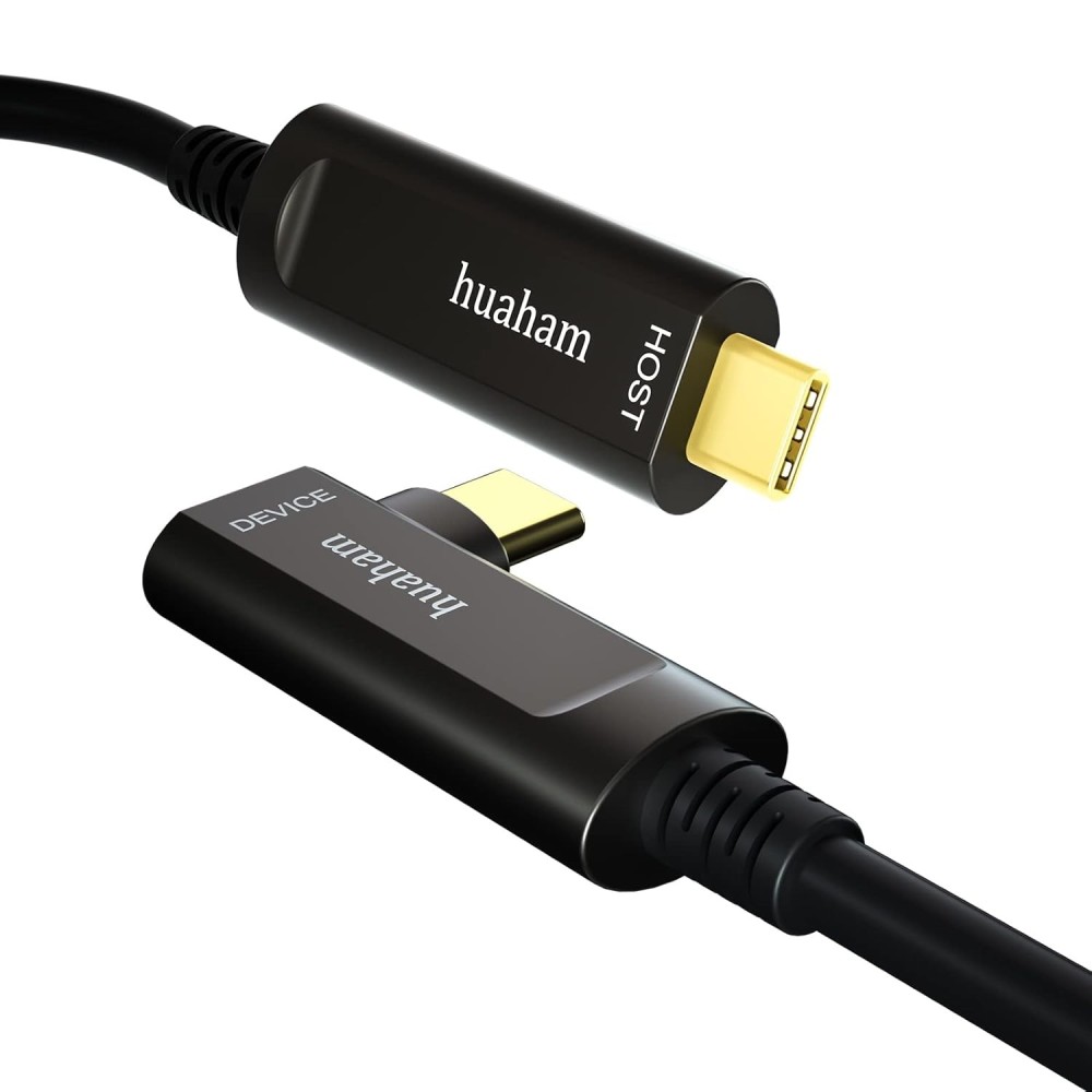 Huaaham fibra óptica USB C para o cabo de cabo USB C para a direita 10m magro slim 3,1 m de comprimento