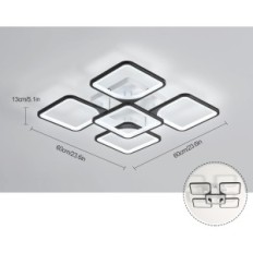 Gebruikte LED-lamp 64 W 6500 K 60cm Zwarte plafondlamp Dorlink modern voor kantoor of badkamer