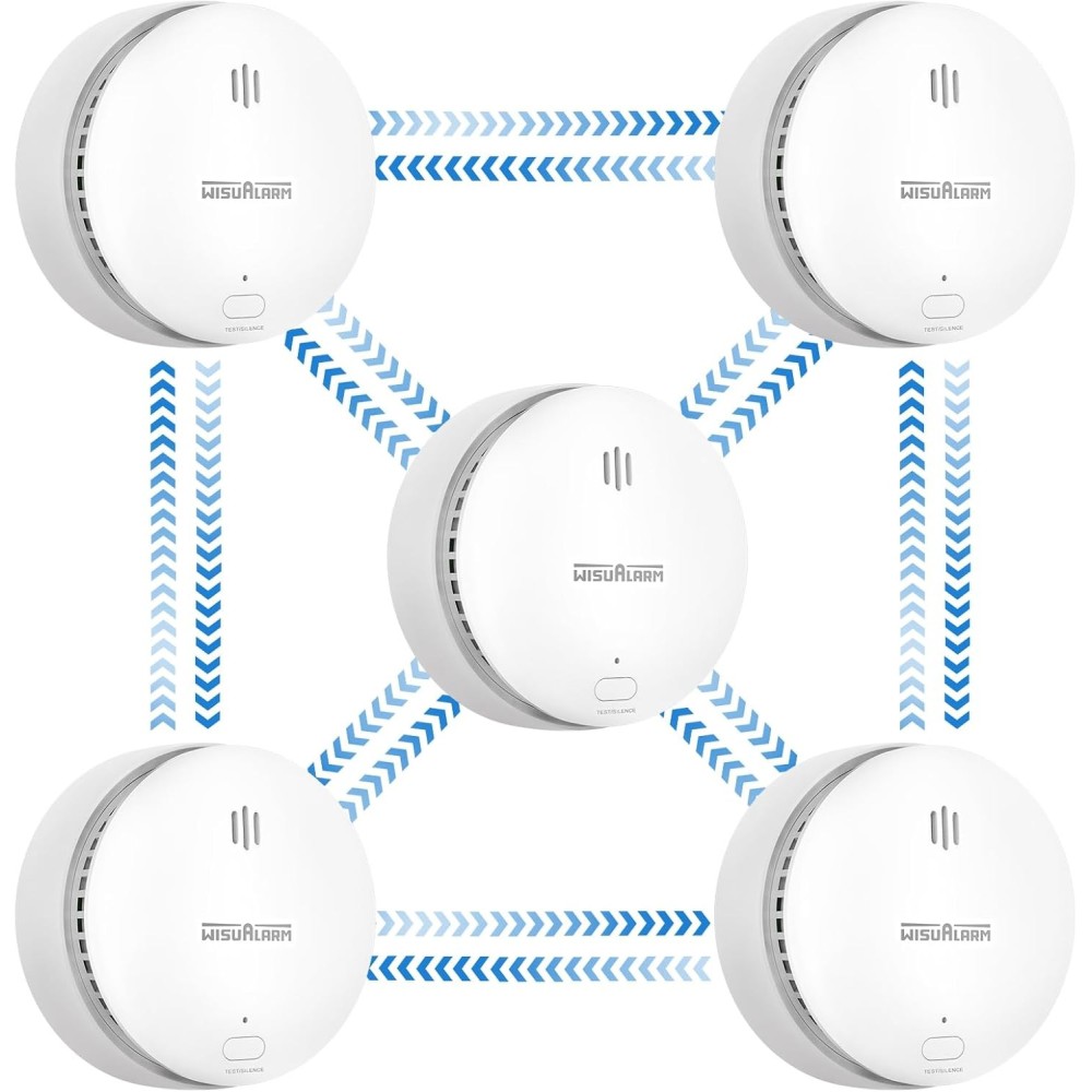 Detector de fumaça de rede sensor de fogo inteligente wisualarm 85db com alarme sonoro
