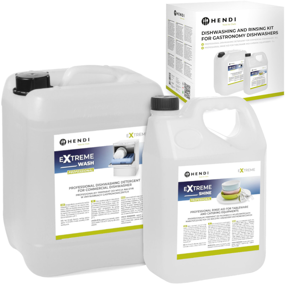 Wassen en spoelen vloeistof voor gastronomische vaatwasser. 10L + 5L SET