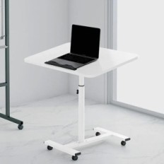 Uand Home Mobile Table sur roues Table fonctionnelle blanche pour le travail et l'intérieur moderne