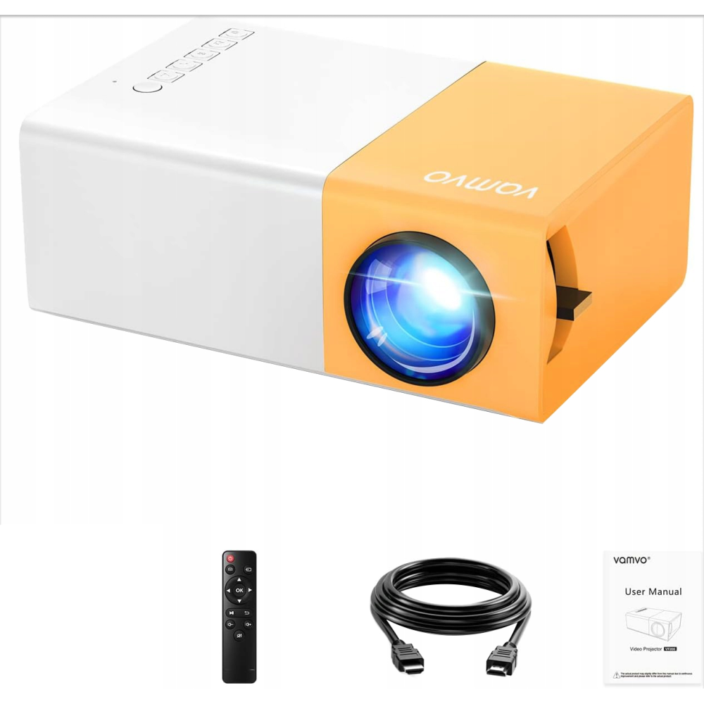 Mini Projector VAMVO VF200 PRO FULL HD 1080P med smartphone / tablet / laptop