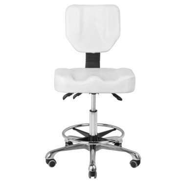 ACTIVESHOP Kosmetik-Hocker a-4299 Weiß mit verstellbarem Sitz und Rückenlehne — Vorderansicht