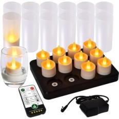 Bougies HL sans flamme avec télécommande, plus de 100 heures, 12 pcs.