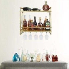 Porte-murale Flrh Bouteille de vin, 24,2 pouces, 2 niveaux