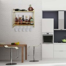 Porte-murale Flrh Bouteille de vin, 24,2 pouces, 2 niveaux