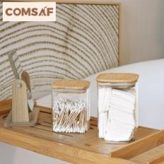 COMSAF Glass jars for storage with bamboo lid, set of 5 pieces