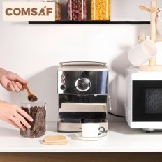 "COMSAF" stiklainiai saugojimui su bambuko dangčiu, 5 vienetų rinkinys