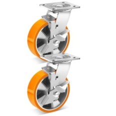 Weibida 150 mm wielen, tot 2300 kg, met een rem, 2 stuks.