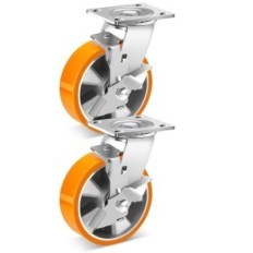 Weibida 150 mm wielen, tot 2300 kg, met een rem, 2 stuks.