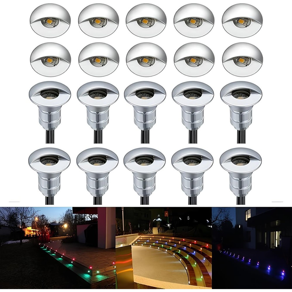 LED innebygde lamper i gulvet Sett 20 stykker Energibesparende armatur IP67 med varmt LED-lys for hagen