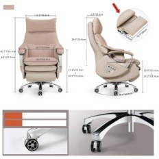 Emih Office Chair med en fotskammel, 2200 mAh, beige