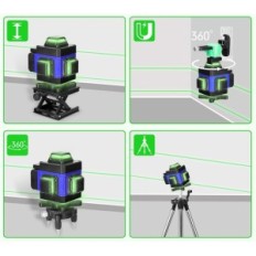 Hancaner Laser Spirit Level, 4x360 °, 1,5 m Tripod, 2x2400 mah, utställning
