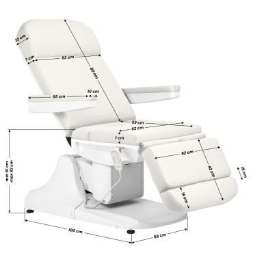 Cadeira cosmética elétrica Azzurro 891 branca — vista lateral