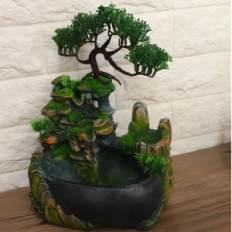 Tableau Cascade Bonsai Feng Shui ReSETEQ avec éclairage et brouillard