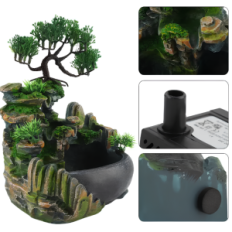 Tischwasserfall Bonsai Feng Shui Resteq mit Beleuchtung und Nebel