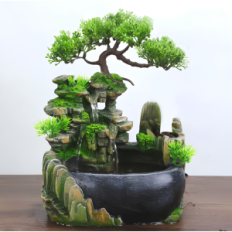 Tischwasserfall Bonsai Feng Shui Resteq mit Beleuchtung und Nebel