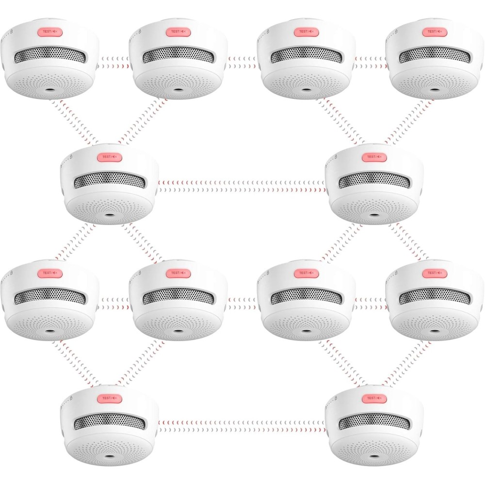 Wireless X-SENSE XS01-WR smoke sensor, a set of 12 items with an audio alarm and a wireless connection