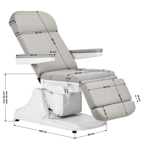 Poltrona cosmetica elettrica Azzurro 891 grigia — vista laterale