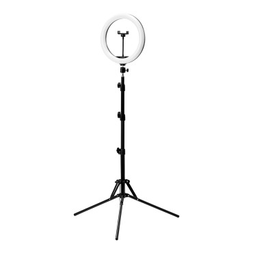 GLOW lámpara anular 10" con trípode 10W — vista frontal