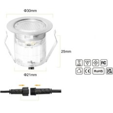 Lampa Fvtled, RGB, 12 V, 15 Lumens, IP67, průměr 30 mm, 20 ks.