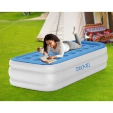 Used TouchXel inflatable mattress with built-in pump, single