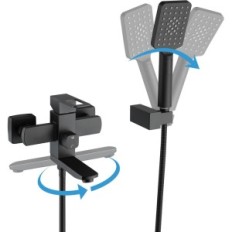 Shower mixer, black, 1.5m, spout and handset, exhibition