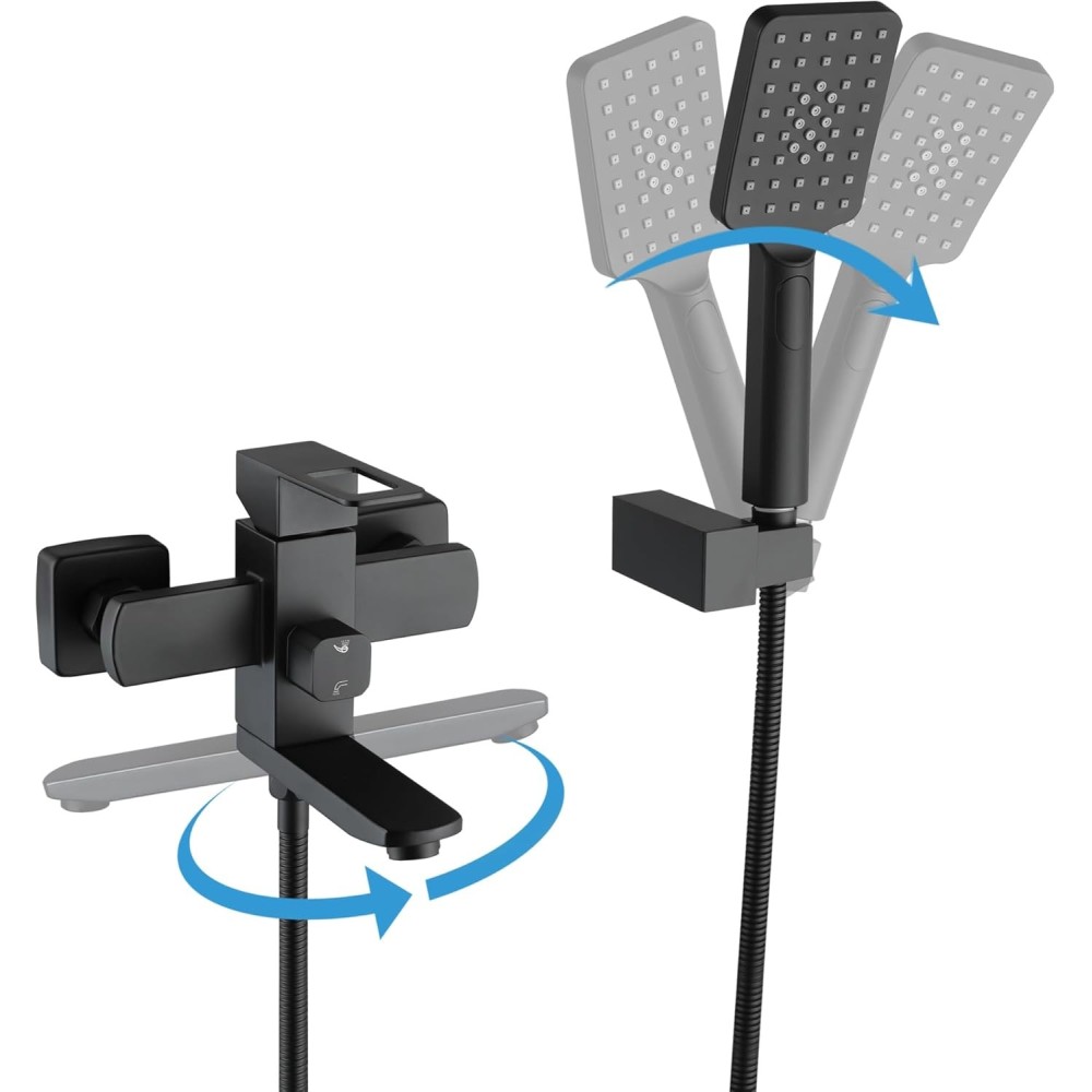 Shower mixer, black, 1.5m, spout and handset, exhibition