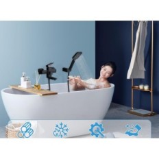 Shower mixer, black, 1.5m, spout and handset, exhibition