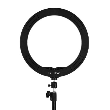 GLOW lâmpada anelar RGB 13" bsc com tripé 10W — vista frontal