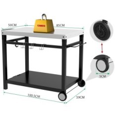 Vel BBQ BBQ Rustfritt Stål Vogn Foldbart Hjelpbord, Hvit