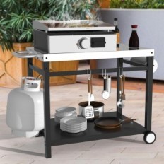 Bem BBQ BBQ de aço inoxidável Tabela Auxiliar dobrável, Branco