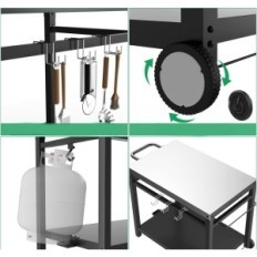 Well BBQ BBQ Stainless Steel Trolley Foldable Auxiliary Table, White