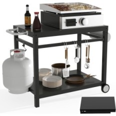 Table de barbecue en acier inoxydable Barbecue de puits, capacité de charge de 65 kg, noir