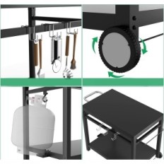 Edelstahl-Grilltisch-Teller Well-Grill, 65 kg Tragfähigkeit, schwarz