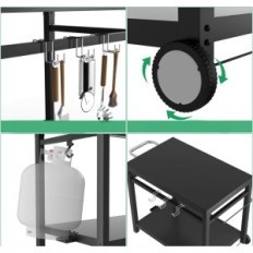 Edelstahl-Grilltisch-Teller Well-Grill, 65 kg Tragfähigkeit, schwarz