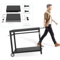 Rustfrit stål grill bord godt grill, 65 kg lastkapacitet, sort