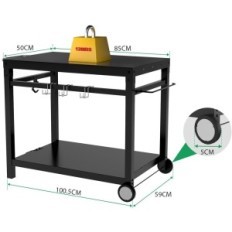 Stainless steel barbecue table Well Grill, 65 kg load capacity, black