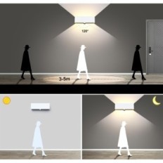 Lampada da parete Kingwen con sensore di movimento 30W, 3000k, IP65, bianco