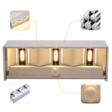 Lâmpada de parede Kingwen com sensor de movimento 30w, 3000k, IP65, branco