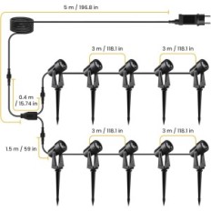 Svater Outdoor 32m 3000LM 27V IP65 Garden éclairant 10 pcs.