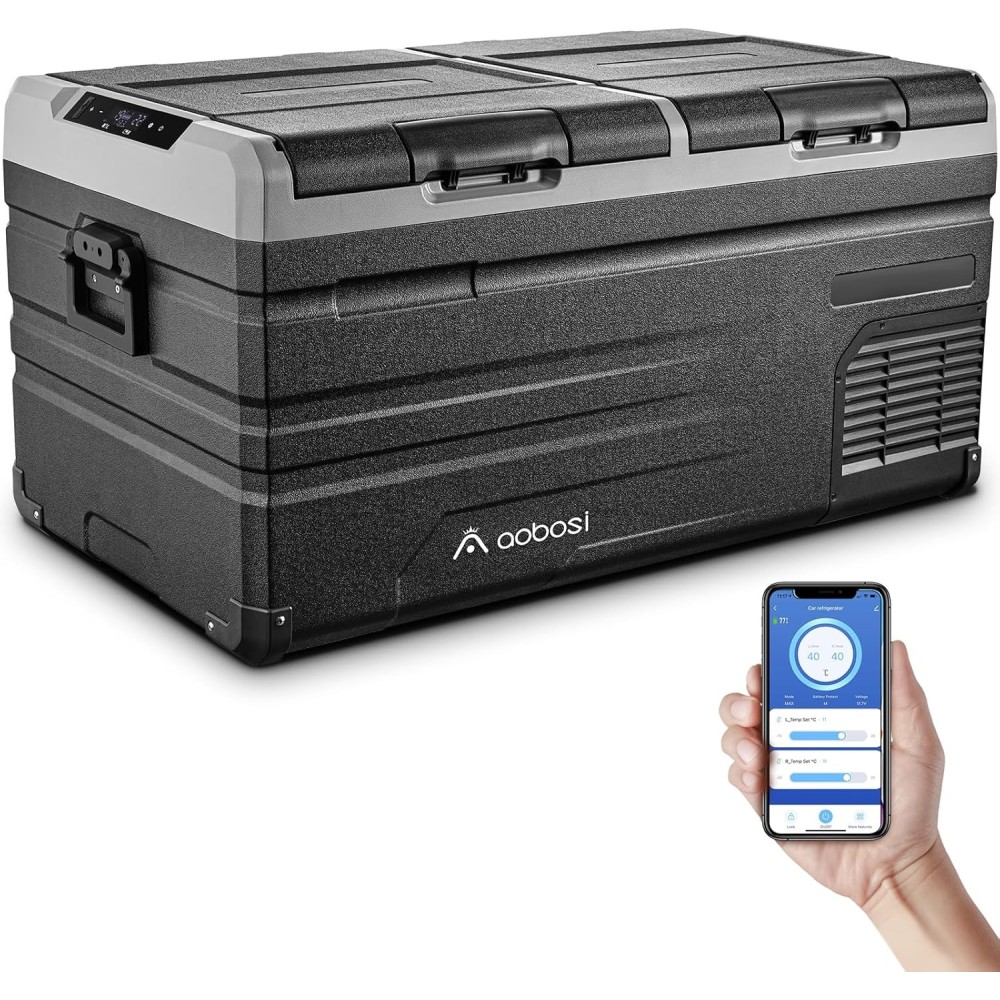 AAOBOSI koelkast 90L compressor Twee wifi-zones 12/24 V 230V