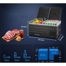 AAOBOSI JÄÄHDYTYS 90L Kompressori Kaksi WiFi-vyöhykettä 12 / 24V 230V