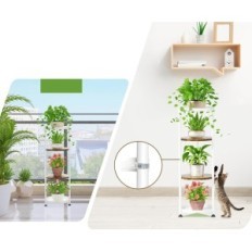 idavosic.ly 4-level shelf on plants 45 inches metal stand white brown