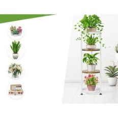 idavosic.ly 4-level shelf on plants 45 inches metal stand white brown