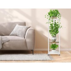 idavoSic.ly 4-niveau hylde på planter 45 inches metal stativ hvid brun