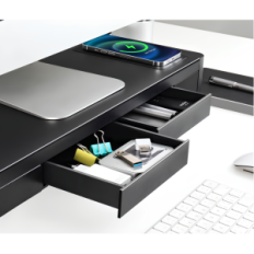 Moatanty Stand op monitor 3 in 1 met 2 laden Desk-organisator met een monitorplank, toetsenbord en kantoor-snuisterijen