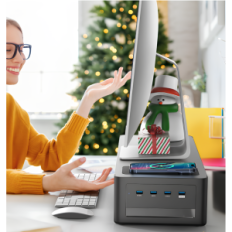 Standlage auf dem Monitor 3 in 1 mit 2 Schubladen-Schreibtisch-Organizer mit einem Monitor-Regal, Tastatur- und Büroschmuck