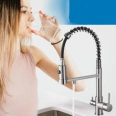 Kuhinjska pipa z vodnim filtrom MOGFCT 3IN1, niklja, uporabljena